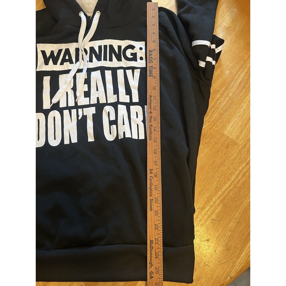 Bobbie Brooks 1X Warning I Really Don’t Care Sherpa Hoodie Black Plus Size Plush - Picture 11 of 16